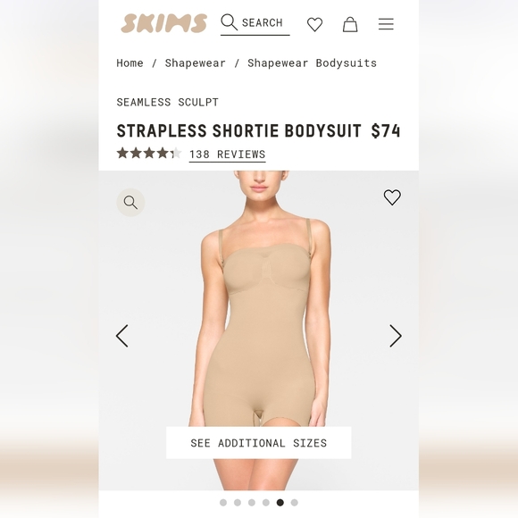 Brand New Skims Seamless Sculpt Strapless Shortie Bodysuit - Picture 1 of 7